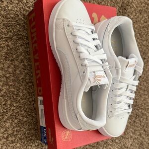 Puma White Sneakers with Gold Logo Accents